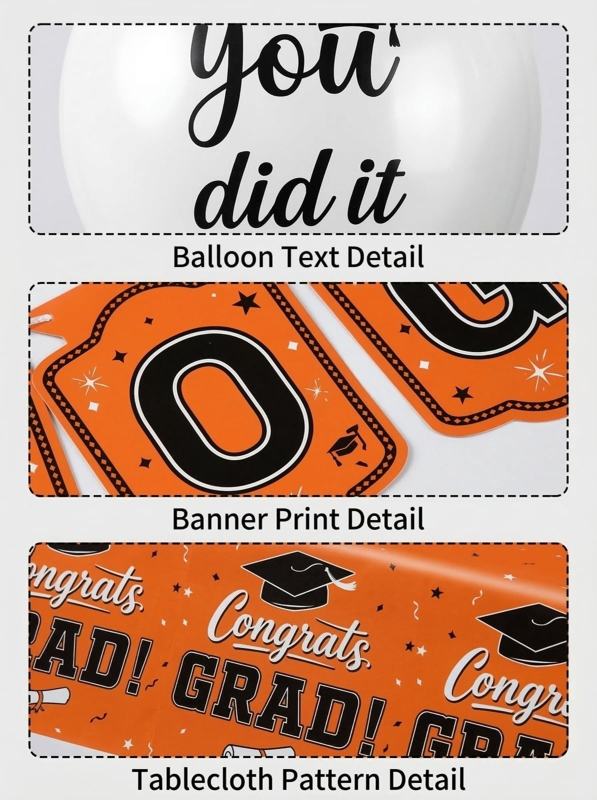 Orange and Black Graduation Decorations, 2026 Graduation Party Decorations, 46 Pc, Congrats Grad Banner, Plastic Orange Tablecloth, Star Hanging Decor, Orange Latex Balloons,