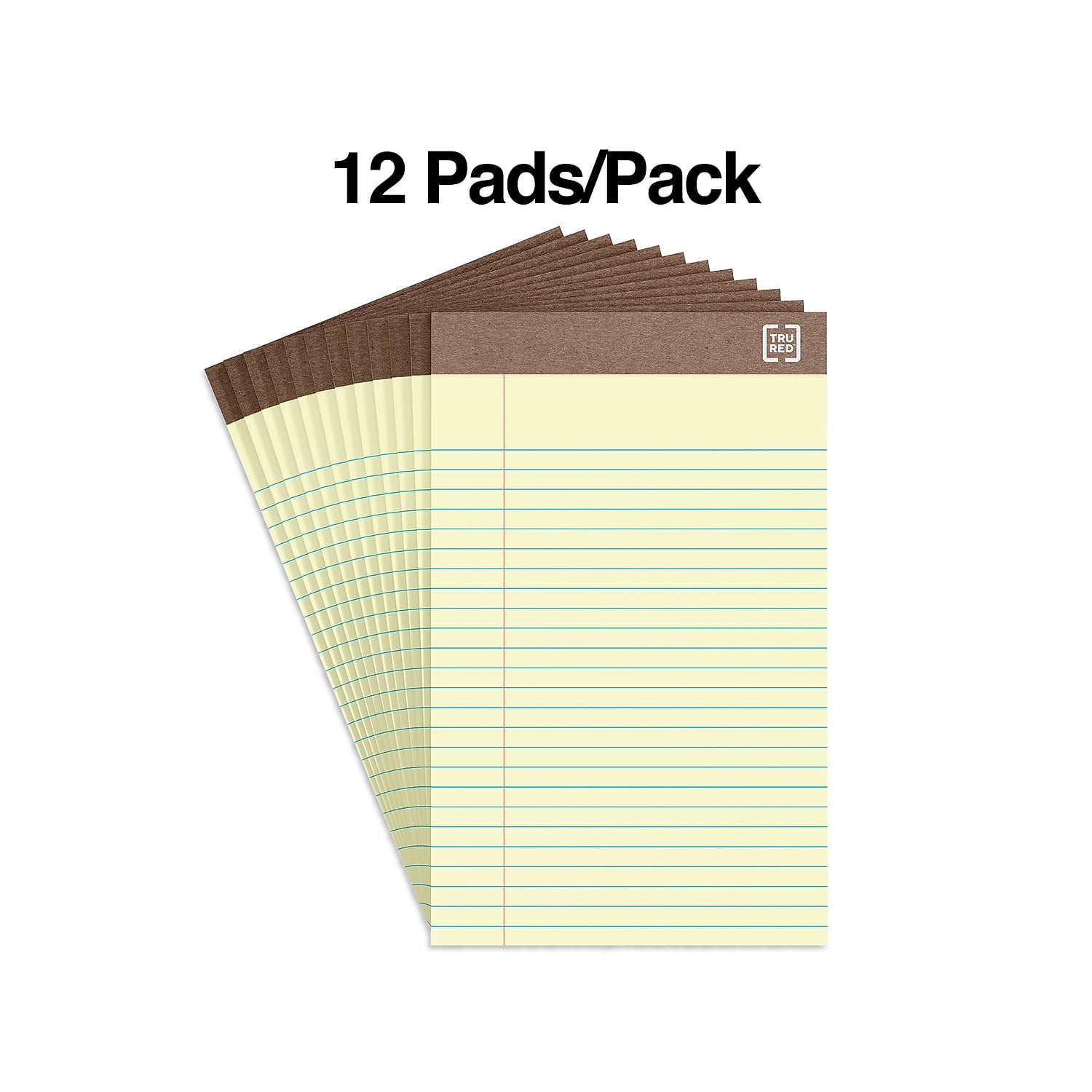 Staples 100% Recycled Narrow Ruled Perforated Notepads Canary 5" x 8" 12/PK 815590