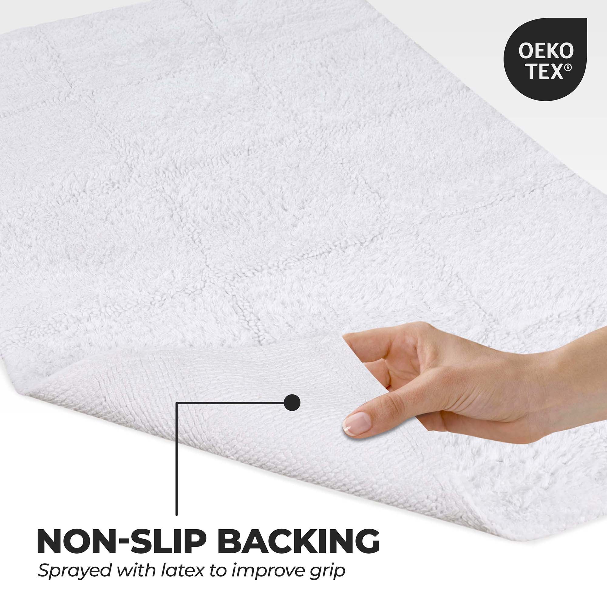 Superior Non-Slip Washable Bath Rug Set, 20" x 30", 24" x 36", White