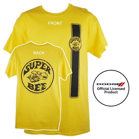 Dodge Super Bee 60s 70s Logo Car Graphic Cotton T-Shirt Yellow Official Licensed (2XL)