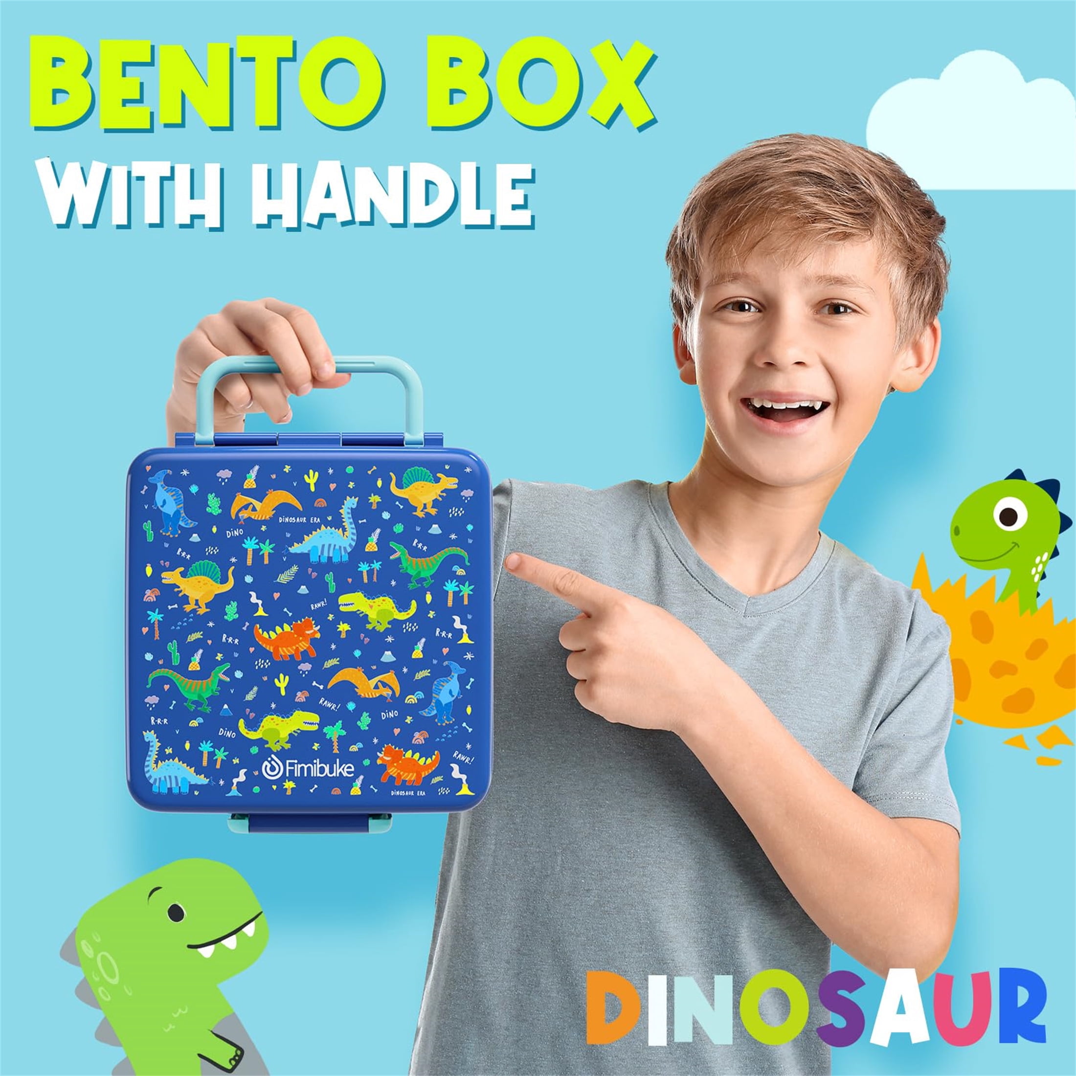 Bento Lunch Box, 40OZ Leak Proof Bento Box with 4 Compartments Lunch Container with Utensils (Nautica Blue)