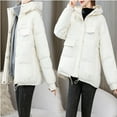 thumbnail image 6 of Summer Saving Clearance AXXD Womens Bomber Jacket Solid Color Zip Velvet Warm Loose Long Sleeve Hood Bomber Coat Jacket White Size 2XL(US:12), 6 of 6