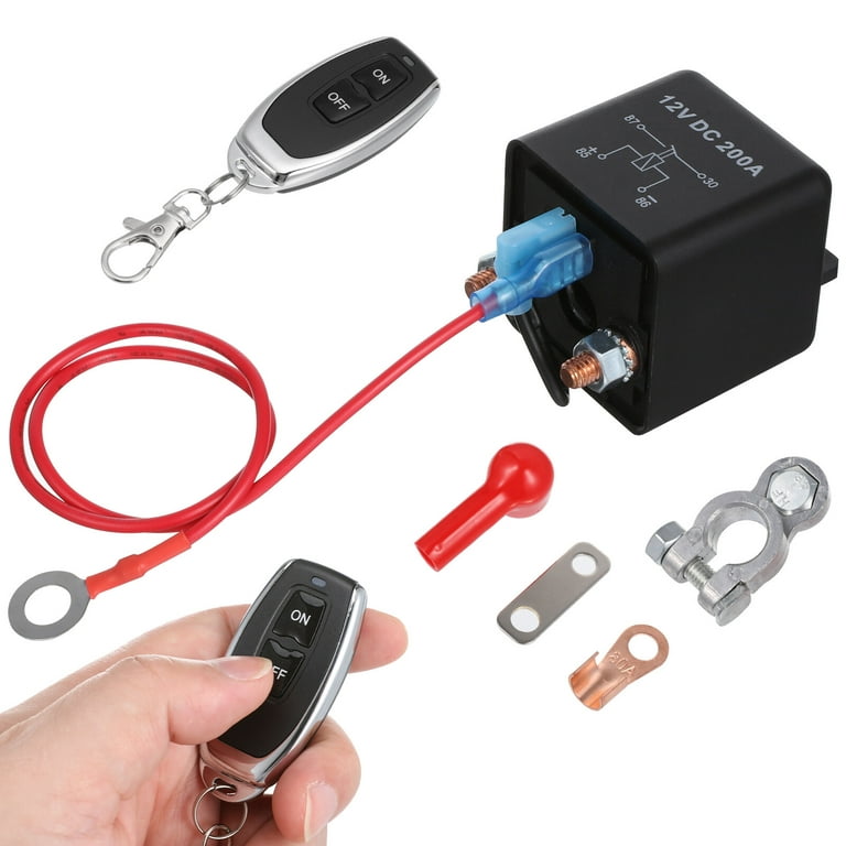 YQTANEN 12 V Car Battery Relay Wireless Remote Battery Disconnect Switch  Battery Switch Isolator Power Cut Master Switch with 2 Remote Controllers 