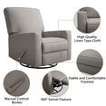 thumbnail image 5 of EMONIA Pushback Recliner Chair with 360° Swivel and Rocking function, Linen Type Cloth, Living Room Single Sofa, Home Theatre Armchair, Modern Nursery Recliner, Gray, 5 of 7