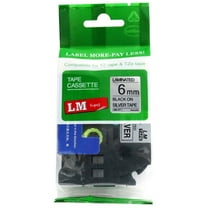 LM Tapes - Premium 1/4" Black Print on Silver Label (6mm 0.23 Laminated) compatible with TZe-911 P-touch Tape comes with Free Tape Color/Size Guide for easy reordering.