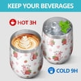 thumbnail image 4 of 12oz Stemless Wine Tumblers White Cow Strawberry Cow Pattern Vacuum Insulated Stainless Steel Travel Tumbler Cups Mug with Lid and Straw for Champaign,Cocktail,Beer with Cleaning Brush, 4 of 5
