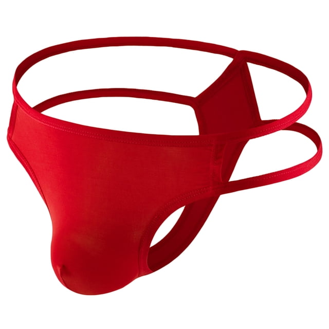 Penkiiy Strings Aguichant pour Hommes Hommes Décontractés Solides Aguichant Respirants Taille Basse String sous-Vêtements Caleçons Courts Pantalons sous-Vêtements Rouges