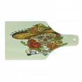 thumbnail image 1 of Sugar Skull Cutting Board, Skull in a Sombrero Traditional Mexican Culture Theme Roses Day of the Dead, Tempered Glass Cutting and Serving Board, Wine Bottle Shape, Multicolor, by Ambesonne, 1 of 1