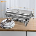 thumbnail image 2 of 8 QT 5 Pack Full Size Stainless Steel Chafing Dish Buffet Sets, Silver Rectangular Catering Chafer Warmer Set with Foldable Frame for Kitchen Party Banquet Dining, 2 of 8