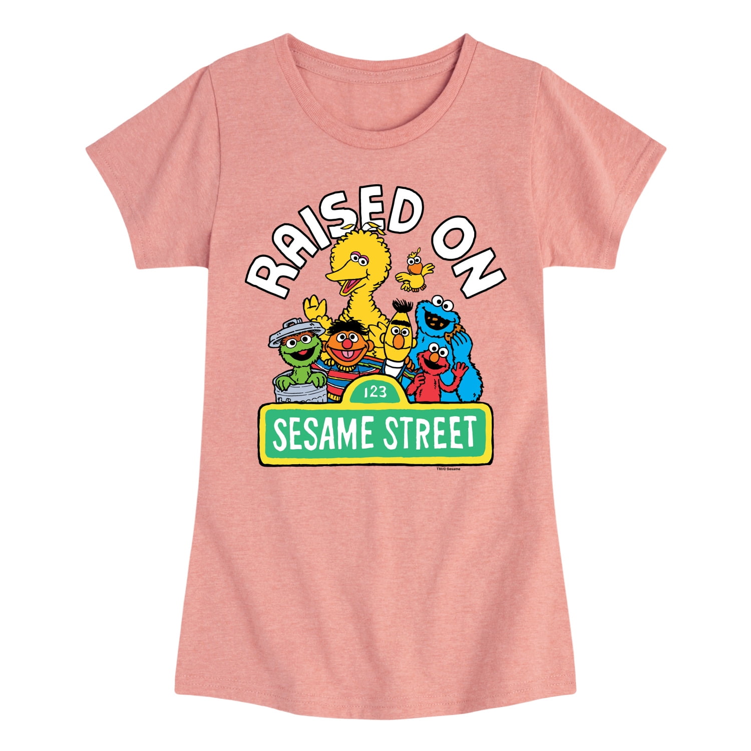 Sesame Street - Raised On - Girls Fitted Short Sleeve Graphic T-Shirt