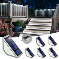 FKHouse Cold White Solar Stair Lights for Outside,24 LEDs Solar Step Lights Outdoor Waterproof Decor 6 Pack