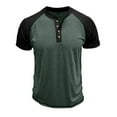 thumbnail image 4 of Blusa de Manga Corta de los Hombres Botones de Color Sólido Al Aire Libre Respirable Cuello Redondo, Sudadera Suelta Casual para Diario, 4 of 9