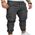 thumbnail image 1 of Men‘s Cargo Pants Slim Fit Sweatpants Jogger Drawstring Elastic Outdoor Trousers with Pockets Navy blue XL, 1 of 2