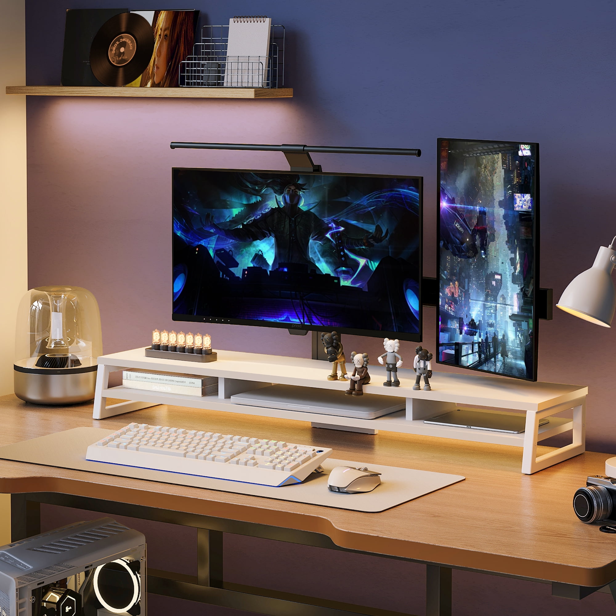 Fenge Dual Monitor Stand Riser for Desk, 42.5in Large Monitor Stands for 2 Monitors