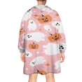 thumbnail image 2 of Wearable Oversized Blanket,Halloween Ghosts and Pumpkins Wearable Blanket Hoodie for Adults,Cozy Hooded Blankets with Super Pockets,Super Warm Fuzzy Pullover for Women & Men, 2 of 6