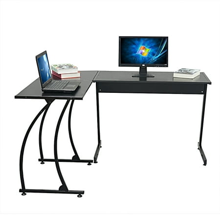 Modular Office Desk HBUDS Multipurpose Home Office Modular 3-Piece L-Shape Computer Desk,Wooden Tabletop, Metal Frame,Multiple Colors ()