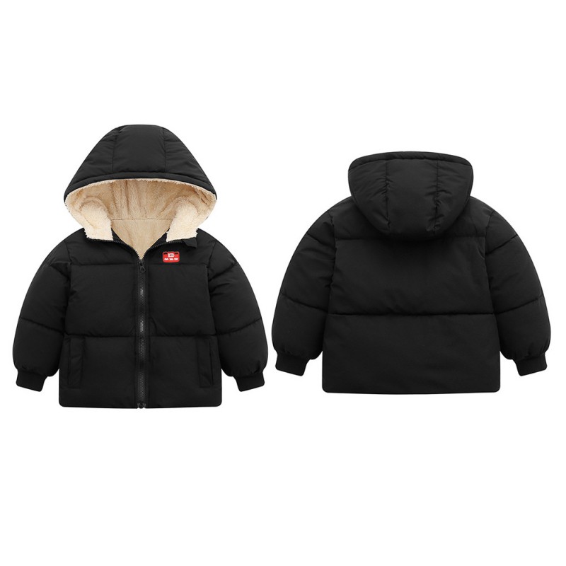 Boys Girls Hooded Down Jacket Winter Warm Fleece Coat Windproof Zipper Puffer Outerwear 18M-6T - image 3 of 4