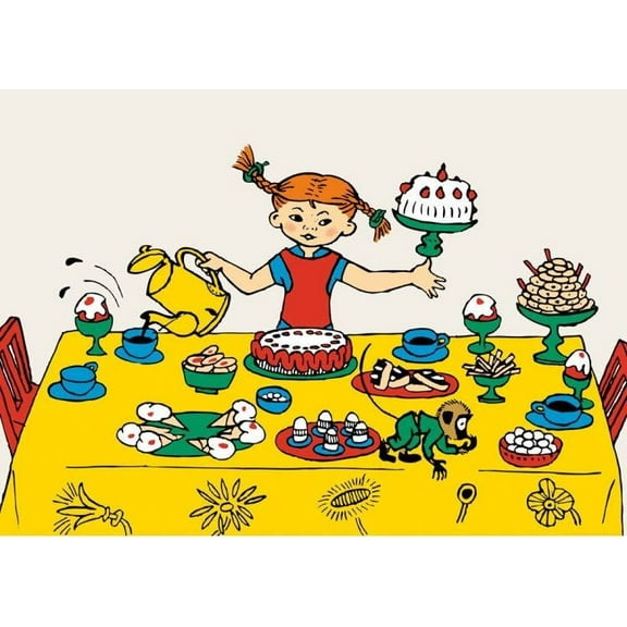 Pippi Longstocking And The Party Print Wall Art, Modern Wall Decor For Living Room Bedroom, 8x12 UNFRAMED