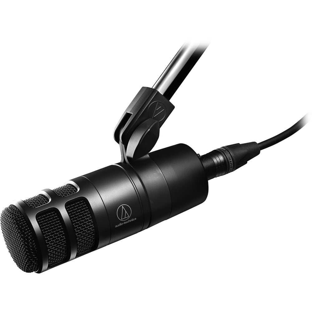 2x Audio-Technica AT2040 Hypercardioid Dynamic Podcast Microphone (AT 2040) Bundle with 2x 2-Section Broadcast Arm Internal Spring-XLR