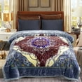 thumbnail image 3 of NC Fleece Bed Blanket King Size, 2 Ply Thick Warm Blanket, Blue Floral,83" x 93",6lb, 3 of 7