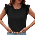 thumbnail image 2 of Bixock Women's Summer Tank Tops Casual Sleeveless Shirts Blouse for Women Solid Color Round Neck Tank Top Ruffle Hem Bow Back Casual Loose Lightweight Shirts, 2 of 7