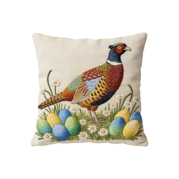 Easter Pillows Decorative Throw Pillows 18Inch Cute Embroidery Short Lint Pillow Cover for Sofa Bedroom Living Room Home Decoration