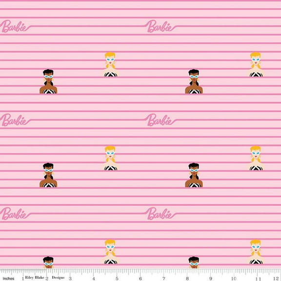 Barbie™ World Barbie Stripe Pink Cotton Fabric