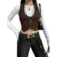 thumbnail image 1 of Nituyy Women's Button Waistcoat Vest Dressy Crop Corset Bustier Racerback Tank Top Punk Streetwear, 1 of 3