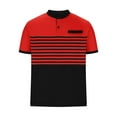 thumbnail image 5 of WREESH Men's Striped Henley Shirts Casual Short Sleeve Shirt with Button Front and Turndown Collar Striped Top for Versatile Style Red, 5 of 8