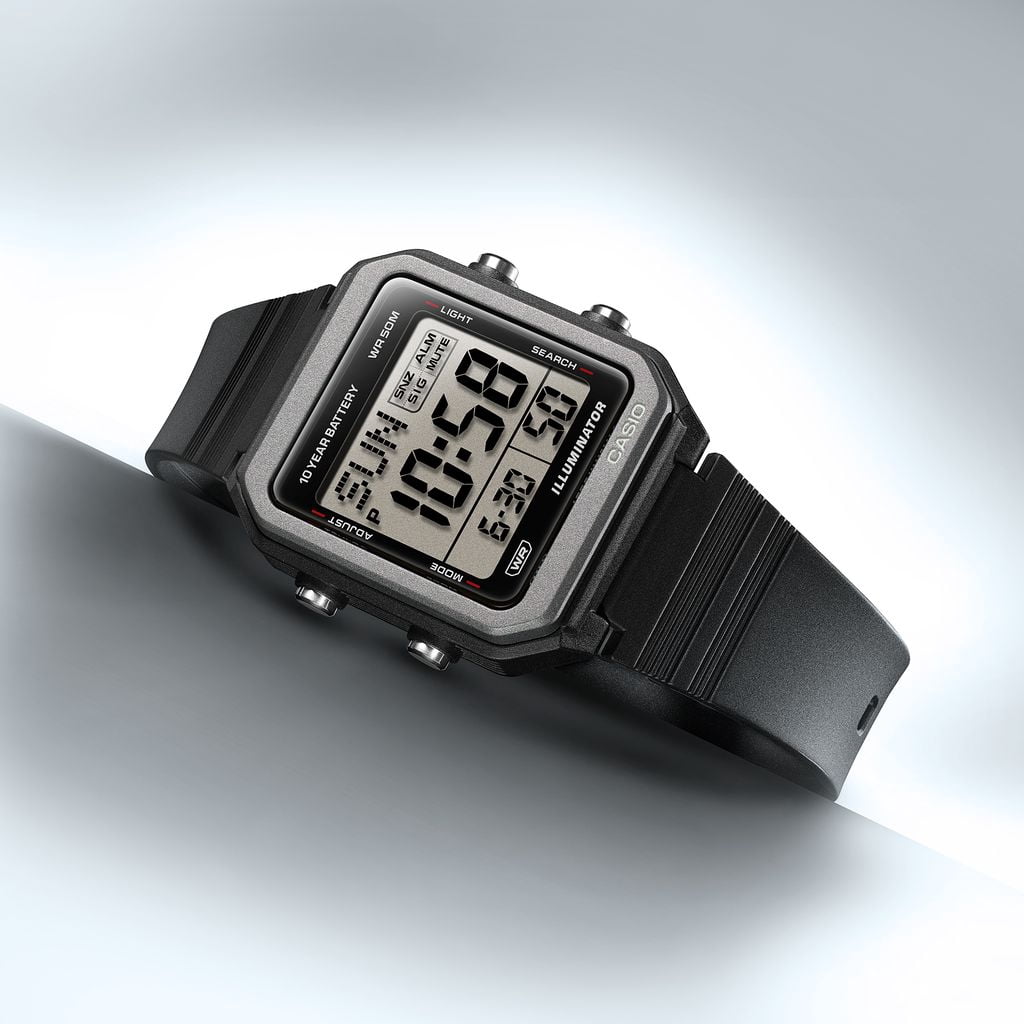 CASIO クォーツ 腕時計 ブラック CASIO BLACK DIGITAL RESIN 10 YR BATTERY 50M WR W221H-1AVKC