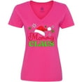 thumbnail image 3 of Inktastic Mommy Claus with Christmas Santa Hat and Snowflakes Women's V-Neck T-Shirt, 3 of 5