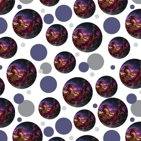 Red Purple Horned Dragon Unleashed Wizard Fantasy Premium Gift Wrap Wrapping Paper Roll