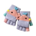 thumbnail image 2 of Kilaqueen Cute Cartoon Whale Kids Fingerless Gloves Cotton Winter Gloves Toddler Finger Mittens Knit Convertible Half Finger Mitten Flap 6-10 Years, 2 of 3