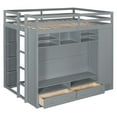thumbnail image 4 of Full Size Loft Bed with Built-In Wardrobe, Drawers & LED Lighting - Space-Saving Storage for Small Rooms - Gray, 4 of 9