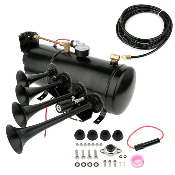 Train Truck Horn Full Systemsfor Any 12V Vehicles Trucks Lorrys Trains Boats Cars Vans Kit, 4 Trumpet Train air Hornfor Vehicles, Electric Truck Trains Horns Super Loud