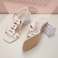 thumbnail image 3 of Eltusu Women Heeled Sandals, High Heels Ankle Strap Open Toe Casual Dress Sandals Shoes White Size 8.5, 3 of 7