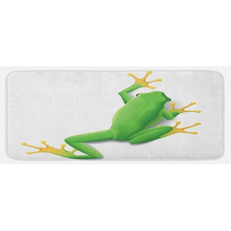 

Animal Kitchen Mat Illustration of a Frog from Behind Little Paws Tropic Nature Wildlife Modern Plush Decorative Kitchen Mat with Non Slip Backing 47 X 19 Green White Yellow by Ambesonne