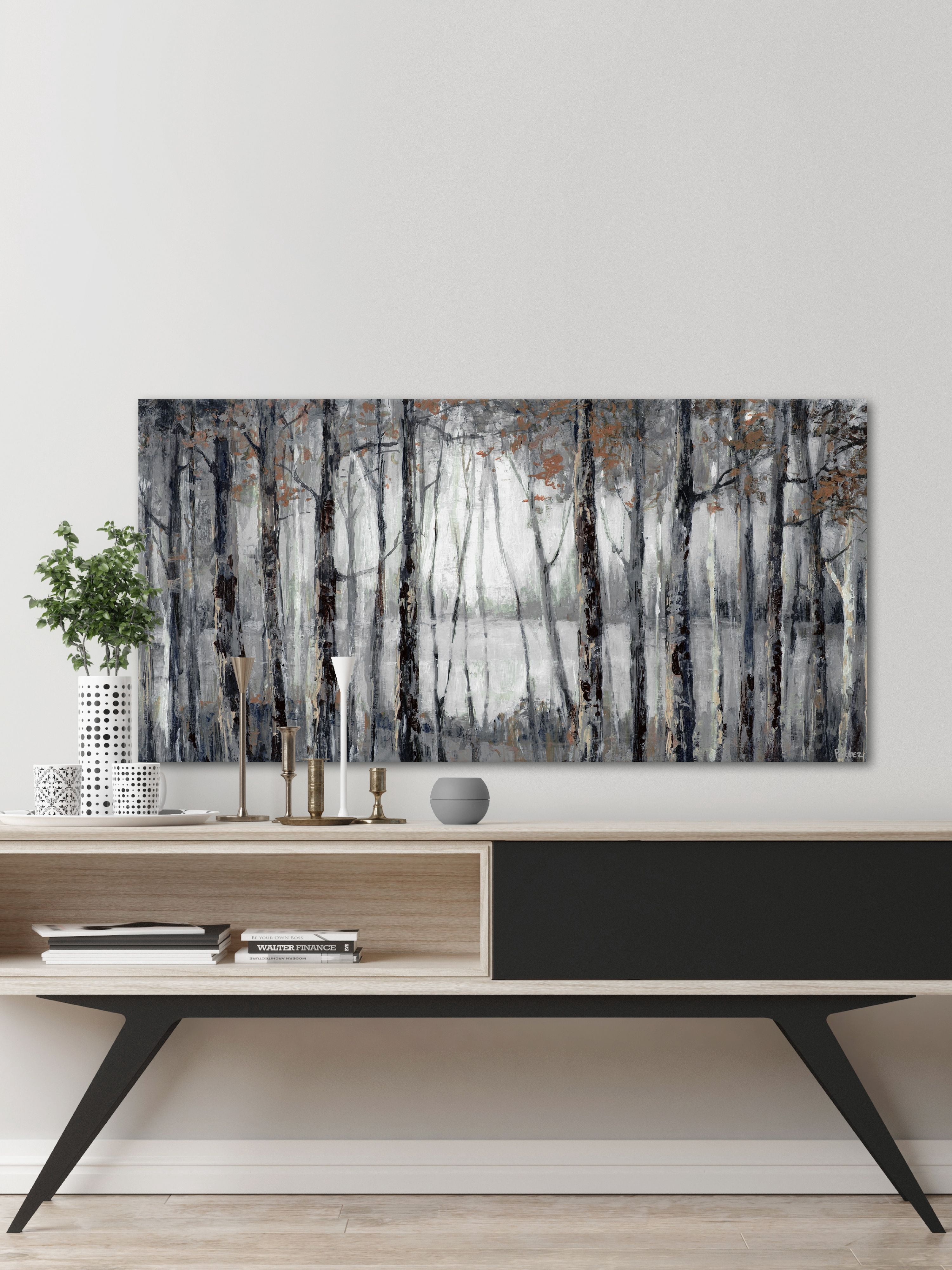Parvez Taj "Dusky Autumn Lake" Painting Print on Wrapped Canvas