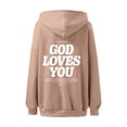 thumbnail image 6 of Hoodies for Women Pullover Winter Loose Fit Hooded Long Sleeve Dolman Off the Shoulder Hoody Graphic Hoodie Cotton Sweatshirts(Khaki,S), 6 of 6
