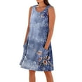 thumbnail image 2 of lcziwo Beach Dresses for Women Cotton Linen Sleeveless Tank Dress with Pockets Print Casual Round Neck Beach Sundresses Multicolor L, 2 of 5