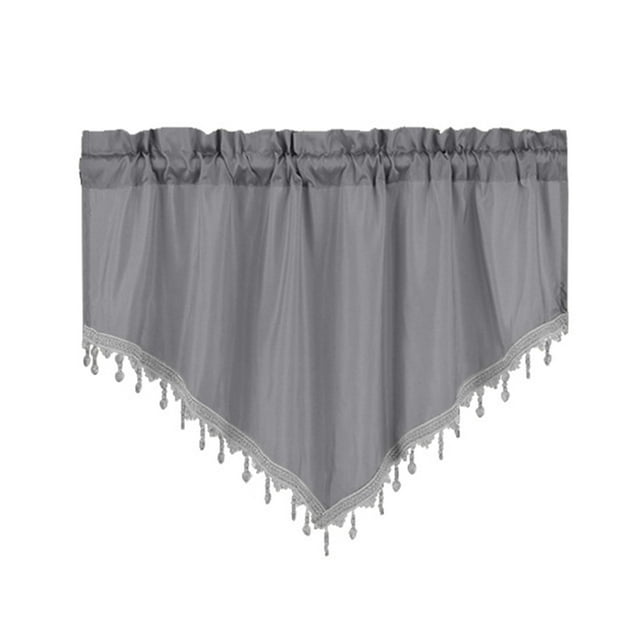 jifeng Valance Curtain Farmhouse Short Valance Drape for Kitchen Cabinet Decoration Gray