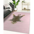 thumbnail image 1 of Modern Leopard Wool Area Rug with Anti Slip Backing Animal Print Cheetah Area Carpet for Living Room Diningroom Bedroom Washable Soft Rugs 4x8 ft Pink, 1 of 6