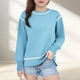 thumbnail image 2 of Taqqpue Girls Crewneck Sweatshirt Casual Solid Color Long Sleeve Pullover Tops Drop Shoulder Sweatshirts for Kids 6-15 Years, 2 of 9