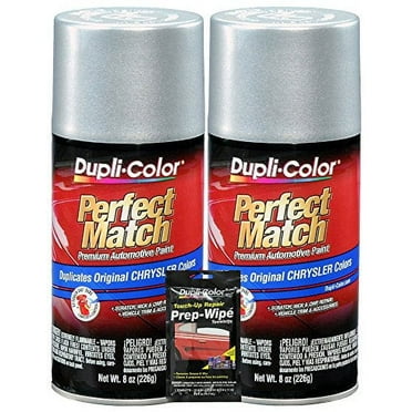 Dupli-Color Bright Silver Metallic Perfect Match Automotive Paint For Chrysler Vehicles - 8 oz, Bundles with Prep Wipe 3 Items