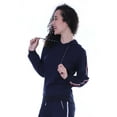 thumbnail image 5 of Moomaya Women's Solid Blue Hoodie Casual Full Sleeve Jogger Top Pullover, 5 of 9