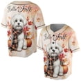 thumbnail image 3 of Hello Fall Maltese Scarf Welcome Autumn with Leaves Pumpkins All Over Print 3D Baseball Shirt Maltese Dog Lover Gifts Idea Softball Sport - 00011, 3 of 6