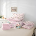 thumbnail image 5 of Manfei Princess Ribbon Child Twin Bedding Sets 7-Piece, Cartoon Flower Floral Bedding Comforter Set, Kawaii Ribbon Bow Reversible Sheet Sets, Luxury Bedroom Decor, 5 of 7