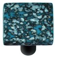 thumbnail image 1 of Hot Knobs HK8055-KB Granit Turquoise Bleu & Français Vanille Carré Verre Armoire Bouton - Noir Poste, 1 of 1