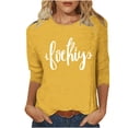 thumbnail image 1 of Mujeres Tres Cuartos de Manga Tops Día de la Mujer Impreso Cuello Redondo Blusa Suelta, Suéter de Manga Casual 3/4 para el Uso de Primavera Y Verano, 1 of 5