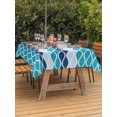thumbnail image 3 of Outdoor Tablecloth with Umbrella Hole for Patio/Picnic/Party/Camping, Ombre Teal Blue Waterproof Table Cloth Rectangle Table Cover Washable, Modern Abstract Waves Morocco Striped (52"x 70"), 3 of 8